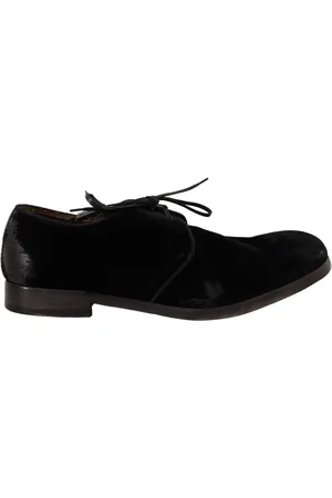 Dolce & Gabbana Buty, Mężczyzna, Czarny, 42 EU, Czarne Aksamitne Buty na Sznurowadła