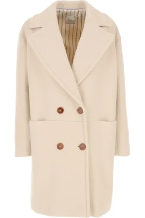 ALYSI Płaszcze, Kobieta, Beżowy, S, Double-Breasted Coats