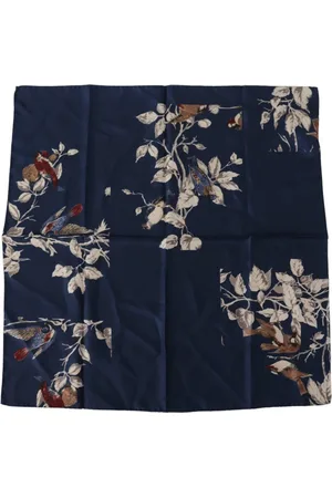 Dolce & Gabbana Akcesoria, Mężczyzna, Niebieski, ONE SIZE, Jedwabny Kwiatowy Chustka Apaszka