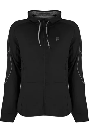 Fila Bluzy, Mężczyzna, Czarny, XL, Dopasowany Sweter z Kapturem
