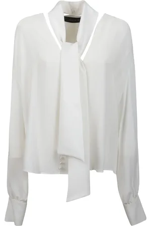 FEDERICA TOSI Bluzki, Kobieta, Biały, L, -Bow Eated Blouse