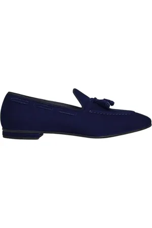 Francesco Russo Buty, Kobieta, Niebieski, 40 EU, Zamsz, Niebieskie Mokasyny z Cholewką zamszową i Kwastami