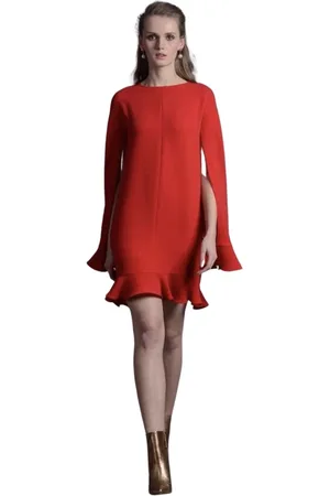 MOSKADA Sukienki, Kobieta, Czerwony, M, Elegancka Czerwona Sukienka z Długim Rękawem
