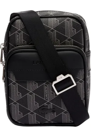 Lacoste Torebki, Mężczyzna, Czarny, ONE SIZE, Len, Ikoniczna Monogramowa Torba na Ramię
