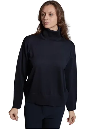 ALPHA STUDIO Swetry, Kobieta, Niebieski, M, Wełna, Damska Koszulka Rowerowa z Długim Rękawem 100% Wełna Merino