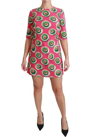 Dolce & Gabbana Sukienki, Kobieta, Wielobarwność, XS, Sukienka o kroju shift z nadrukiem Sicily Cupcake