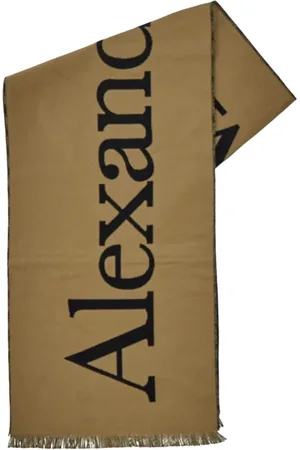Alexander McQueen Akcesoria, Mężczyzna, Beżowy, ONE SIZE, Klasyczny Szal z Logo, Ponadczasowy Design