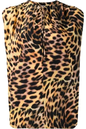 Stella McCartney Koszulki, Kobieta, brązowy, S, Jedwabna bluzka w panterkę