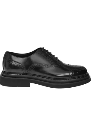 Dolce & Gabbana Buty, Mężczyzna, Czarny, 40 EU, Premium Czarne Skórzane Buty Oxford na Sznurowadła