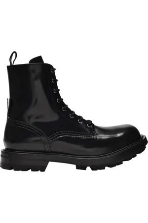 Alexander McQueen Buty, Mężczyzna, Czarny, 40 EU, Sznurkowe buty w czarnej skórze lakierowanej
