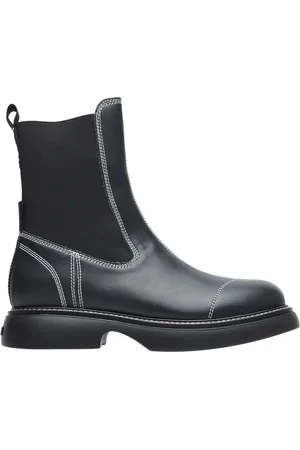Ganni Buty, Kobieta, Czarny, 36 EU, Chelsea Buty z Wytłoczonym Logo