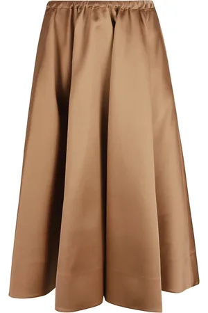 VALENTINO Spódnice, Kobieta, Beżowy, S, Len, Midi Skirts