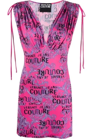 VERSACE Sukienki, Kobieta, Wielobarwność, M, Wielokolorowe Sukienki Versace Jeansy Couture