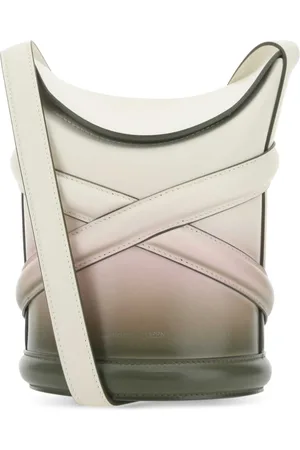 Alexander McQueen Torebki, Kobieta, Beżowy, ONE SIZE, Wielokolorowa Skórzana Torba Curve Bucket