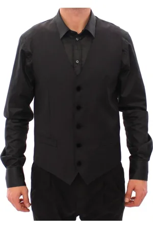 Dolce & Gabbana Garnitury, Mężczyzna, Szary, M, Szary Wełniany Formalny Kamizelka Do Sukienki