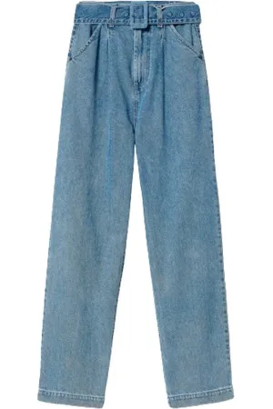 Twin-Set Jeansy, Kobieta, Niebieski, W29, Denim, Spodnie o szerokich nogawkach z paskiem