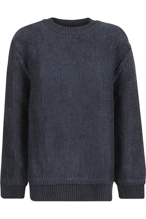 Maison Margiela Swetry, Kobieta, Niebieski, S, Bawełna, Sweter z okrągłym dekoltem