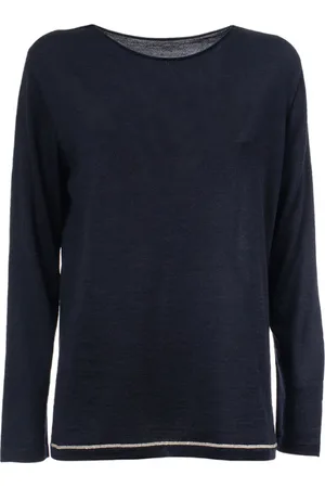 LE TRICOT PERUGIA Swetry, Kobieta, Niebieski, M, Sweter z czystej wełny z detalami Lurex