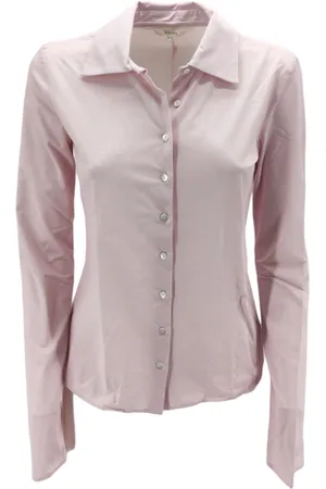 Xacus Bluzki, Kobieta, Różowy, S, Koszula w mikro wzór Pied de Poule Slim Fit z długim rękawem