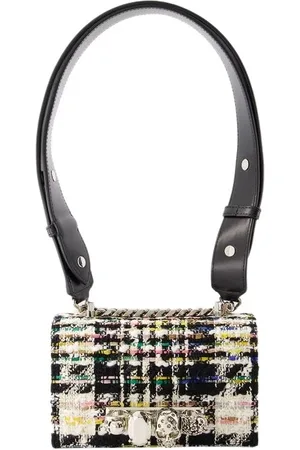 Alexander McQueen Torebki, Kobieta, Wielobarwność, ONE SIZE, Tweed, Jewell Fringes Tweed Torba na ramię