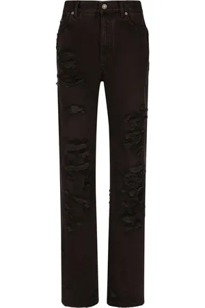 Dolce & Gabbana Jeansy, Kobieta, Czarny, S, Denim, Wysoko taliowane Straight Leg Jeansy