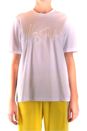 Msgm Koszulki, Kobieta, Biały, M, T-shirt z krótkim rękawem
