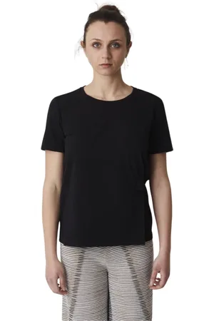 KANGRA CASHMERE Koszulki, Kobieta, Czarny, L, Len, Krótki Rękaw Golf
