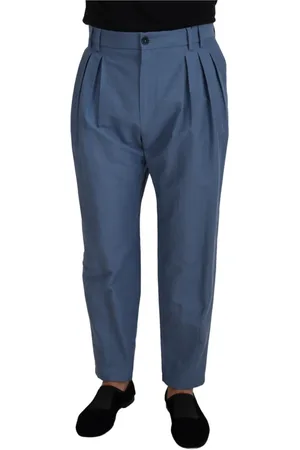 Dolce & Gabbana Spodnie, Mężczyzna, Niebieski, M, Bawełna, Niebieskie lniane spodnie formalne Chino