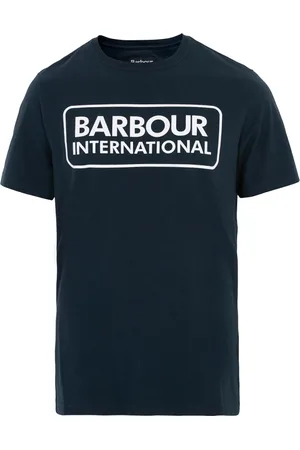 Barbour Koszulki, Mężczyzna, Niebieski, M, Nowoczesna Graficzna Koszulka z Logo Navy-S