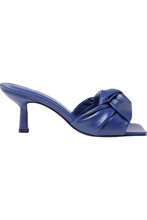 By Far Buty, Kobieta, Niebieski, 36 EU, Niebieskie Skórzane Sandały na Kwadratowym Nose