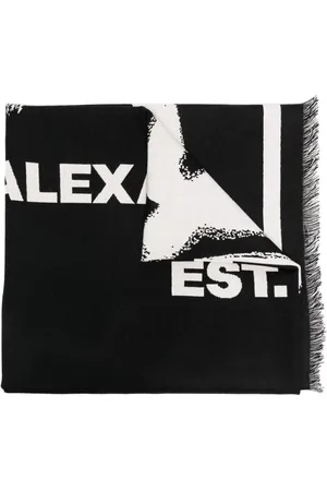 Alexander McQueen Akcesoria, Mężczyzna, Czarny, ONE SIZE, Czarny Wełniany Szalik dla Mężczyzn - Stylowy i Ciepły