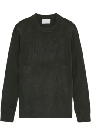 NN.07 Bluzy, Mężczyzna, Zielony, M, Sweter z Okrągłym Dekoltem i Żebrowaniem