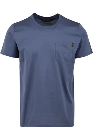 MOORER Koszulki, Mężczyzna, Niebieski, M, Niebieskie T-shirty i Pola