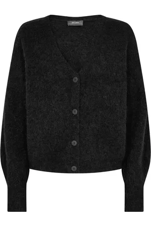 Mos Mosh Swetry, Kobieta, Czarny, XL, Wełna, Miękki Sweter z Dekoltem w Serek 156830 Czarny