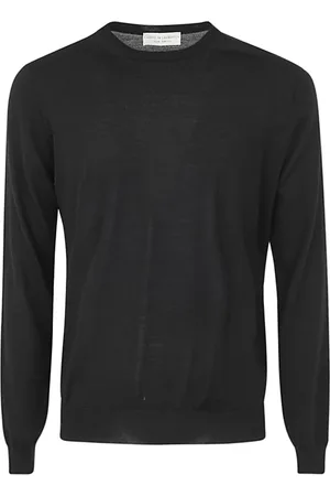 FILIPPO DE LAURENTIIS Swetry, Mężczyzna, Czarny, 2XL, Czarny Sweter Merino z Okrągłym Dekoltem