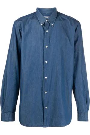 Woolrich Koszule, Mężczyzna, Niebieski, S, Bawełna, Koszula dżinsowa