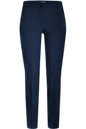 Cambio Spodnie, Kobieta, Niebieski, L, Len, Granatowe spodnie Slim Fit z wysokim stanem