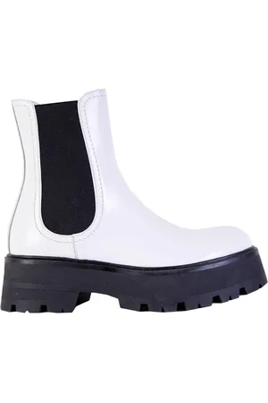 Alexander McQueen Buty, Kobieta, Czarny, 40 EU, Białe i czarne skórzane buty Chelsea