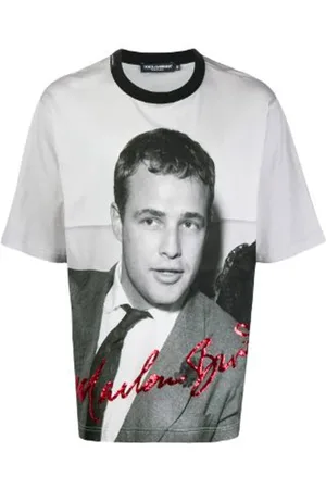Dolce & Gabbana Koszulki, Mężczyzna, Czarny, S, Czarna koszulka Marlon Brando dla mężczyzn