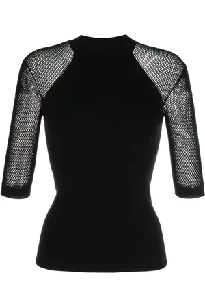 Stella McCartney Bluzki, Kobieta, Czarny, M, Czarny Sweter z Wstawkami z Siateczki