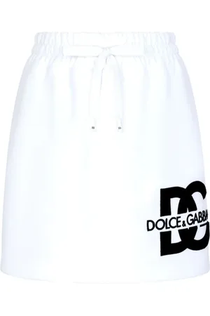 Dolce & Gabbana Spódnice, Kobieta, Biały, 2XS, Spódnice z Logo na Wysokim Stanie