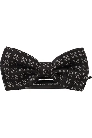 Dolce & Gabbana Akcesoria, Mężczyzna, Czarny, ONE SIZE, Czarno-Biała Kropka Jedwabna Muszka na Szyję