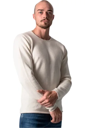 Daniele Fiesoli Swetry, Mężczyzna, Biały, XL, Kaszkmirowy Sweter w Kolorze Offwhite