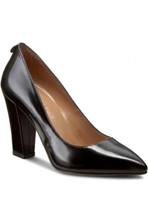 Twin-Set Buty, Kobieta, Czarny, 36 EU, Czarne skórzane czółenka z szpicem