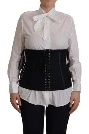 Dolce & Gabbana Koszule, Kobieta, Czarny, M, Nylon, Czarny Gorsetowy Top z Regulowanym Zapięciem na Sznurek