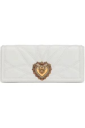Dolce & Gabbana Torebki, Kobieta, Biały, ONE SIZE, Kremowa Skórzana Kopertówka