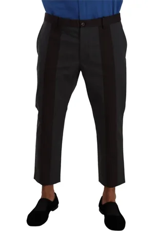 Dolce & Gabbana Spodnie, Mężczyzna, Szary, M, Nylon, Szare Bordeaux Paski Spodnie do Kolan