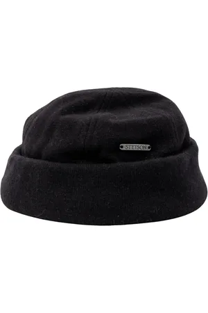 Stetson Akcesoria, Mężczyzna, Czarny, M, Kaszmir, Bezbrzeżna Wełniana Kaszmirowa Czapka - Czarna