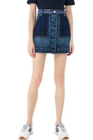 Tommy Hilfiger Spódnice, Kobieta, Niebieski, XS, Denim, Krótka jeansowa spódnica z azteckim pasem