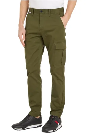 Tommy Hilfiger Spodnie, Mężczyzna, Zielony, W31 L32, Bawełna, Spodnie Cargo Austin